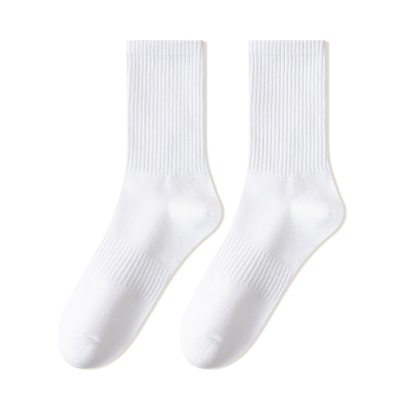 Sports socks men's stockings spring and summer sweat-absorbing and breathable medium tube socks towel bottom stockings sports basketball white socks tide wholesale
