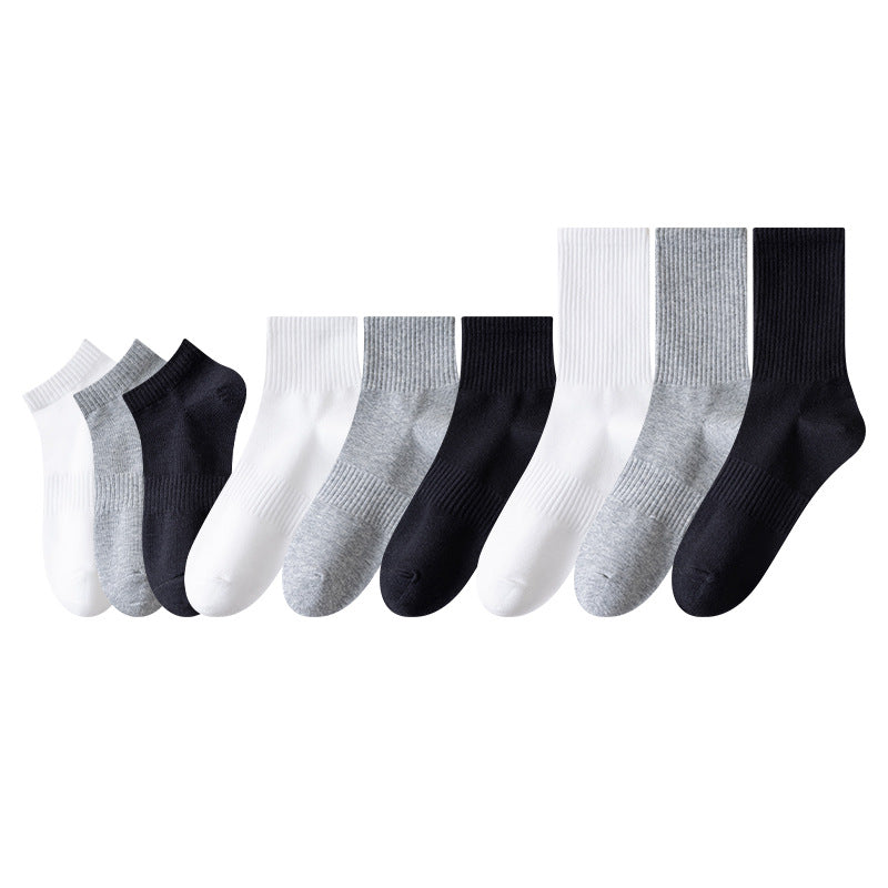 Sports socks men's stockings spring and summer sweat-absorbing and breathable medium tube socks towel bottom stockings sports basketball white socks tide wholesale