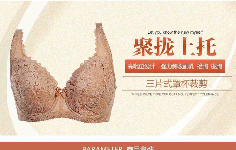 Skandy/紫兰蒂蕾丝全罩杯薄款大码调整型侧收副乳内衣文胸STW5308