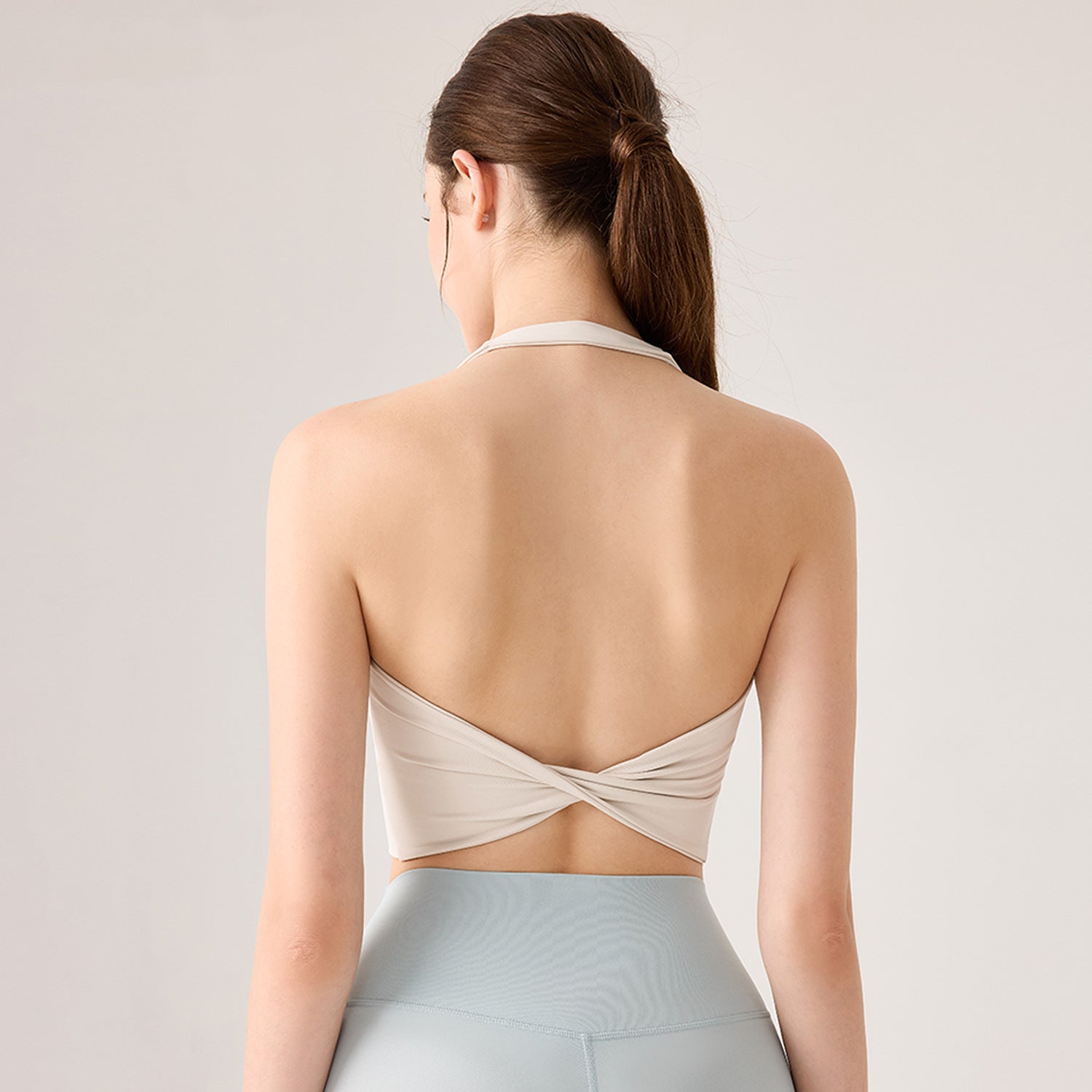 New N66 Lycra slim yoga suit U-neck neck neck beauty back sports underwear seamless gathering sling free bra